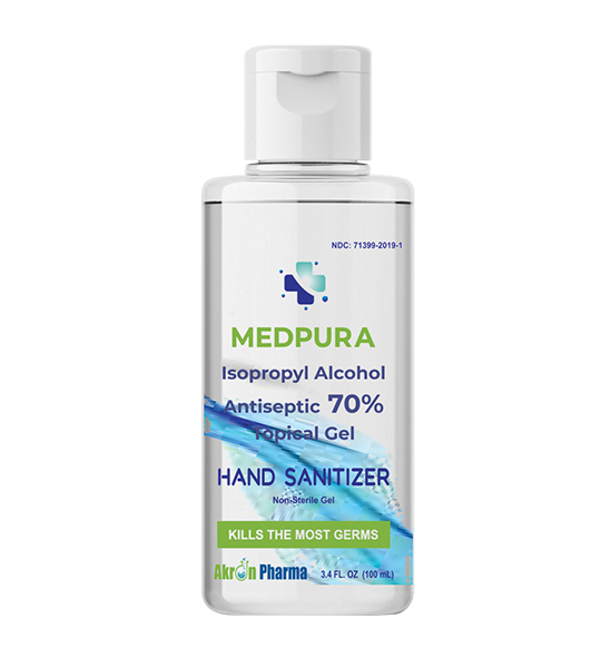 Medpura 70% Isopropyl Alcohol Antiseptic Topical Gel with moisturizer – 3.4 fl oz